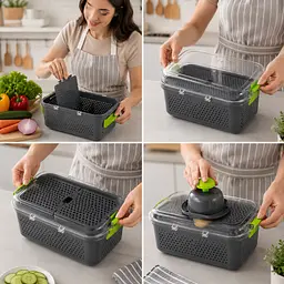 Овочерізка Мультислайсер vegetable cutter / Мультислайсер для овочів та фруктів / Механічний ручний подрібнювач - мініатюра 2