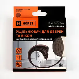 Ущільнювач для дверей клейкий Е-подібний 6 м HORST коричневий (DS-E 9x4 BROWN) - мініатюра 9