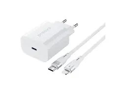 Мережевий зарядний пристрій Proove Rapid 20 W Type-C + кабель Type-C to Lightning White (2001001795764)