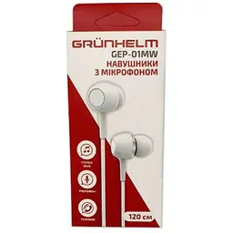Навушники провідні Grunhelm GEP-01MW з мікрофоном 1.2 м білі (122315) - мініатюра 2