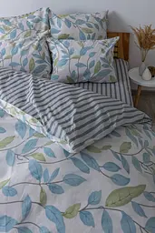 Комплект постільної білизни ТЕП Soft dreams Spring Basil євро сірий з синім (2-03859_25845) - мініатюра 4