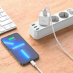 Комплект адаптер і кабель Hoco C106A Lightning Cable Leisure single port charger білий - мініатюра 5