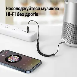 Автомобільний аудіоприймач UGREEN CM309 Bluetooth 6.0 аудіовихід AUX 3,5 мм потрібне живлення через USB-A з мікрофоном для гучного зв'язку підключення 2 пристроїв із відтворенням з одного автоматичне повторне підключення кодеки SBC/AAC спіральний кабель до 1,5 м дальність до 10 м без перешкод чорний (70601) - мініатюра 5