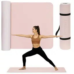 Килимок спортивний Actiget TPE 183 x 61 x 0.6 см для йоги та фітнесу ACT0023 Pink/Grey - мініатюра 2