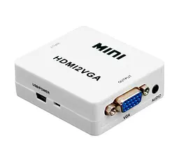 Перехідник VGA на HDMI конвертер для ПК, ноутбука, відео реєстратора адаптер перетворювач з аудіо та зовнішнім живленням HDMI - VGA VGA2HDMI(4272) - мініатюра 5