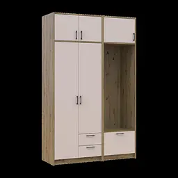 Шафа для одягу Doros Ронді з вішалкою та антресолею Дуб Артізан/Кашемір 2 ДСП 142х52х236 (42005272) - мініатюра 11