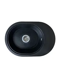 Кухонна мийка Adamant OVALE чорний металік 610x420x180 мм, з крилом 61 см - мініатюра 1