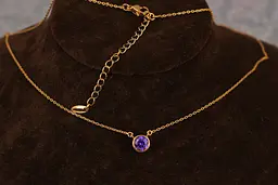 Набір Xuping Jewelry кольє з фіолетовим каменем 42 см з добором 5 см золотистий