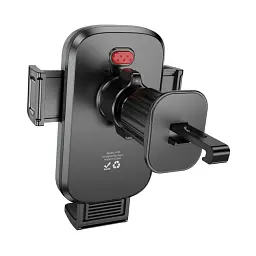 Автотримач для телефону HOCO H78 Vista push-type car holder (air outlet) Black Metal Gray - мініатюра 2