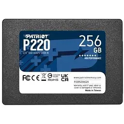 Твердотільний накопичувач SSD Patriot 256Gb, P220, SATA3, 2.5", 3D TLC, 550/490 МБ/с teh0019827
