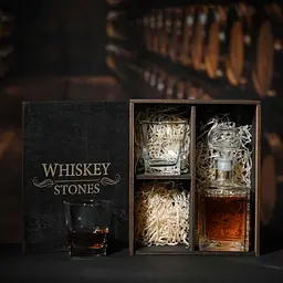Подарунковий набір віскі Whiskey Stones №12 у дерев'яному пеналі - графін Pasabahce + склянки Baltic - мініатюра 4