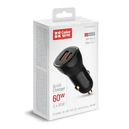 Автомобільний зарядний пристрій ColorWay Power Delivery Port PPS USB (USB-A + USB-C, 60W) Black (CW-CHA046PD-BK) - мініатюра 7