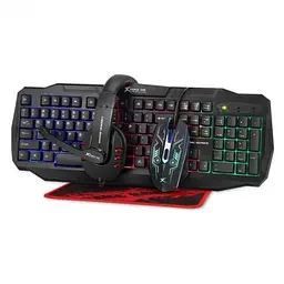 Комплект CM-406 4 in 1, Black, клавіатура+миша+навушники+килимок XTRIKE ME teh0020645