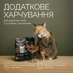 Ласощі хрумкі Savory Cats Snacks Pillows Sensitive Для дорослих котів з чутливим травленням 60 г - мініатюра 3