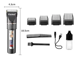 Машинка для стрижки Kemei LFJ-KM-5073 3 насадки Чорний (2390000002) - мініатюра 7