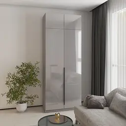 Шафа 2-дверна з антресоллю MebelStar Оскар Gloss BL-B, комплект полиць 100x52x260 см Сіра мишка/Сірий (MBS-5400)