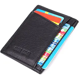 Чоловічий гаманець для карток із натуральної шкіри ST Leather 23091 чорний