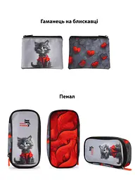 Ортопедичний шкільний рюкзак (ранець) School Standard 6 в 1 для дівчинки 570 гр 14,5 літрів Сірий з червоним - мініатюра 4