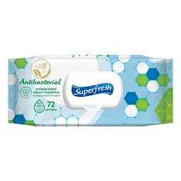 Вологі серветки Superfresh Antibacterial із клапаном 72 шт.