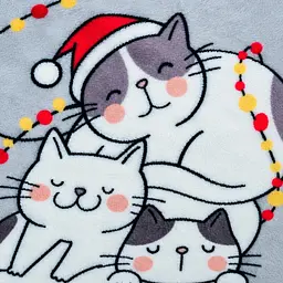 Плед Love You флісовий велсофт Новорічні котики ly9136 150x200 см - мініатюра 4