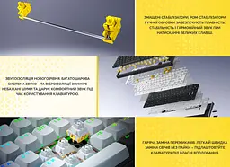 Механічна ігрова клавіатура HATOR HTK-4160-UA Skyfall 65 PRO Wireless Aurum Vanila Silent Switch USB, 2,4 ГГц, BT 5.3 Black-White - мініатюра 9