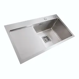 Кухонна мийка Platinum Handmade 780x430x220 R нержавійка (квадратний сифон,3.0/1.0), Нержавіюча сталь - мініатюра 2