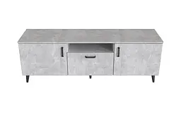 Тумба Лестер на конусних ніжках Ferrum-decor 48x139x38 Чорний метал ДСП Бетон 16 мм (FRD-106801) - мініатюра 2