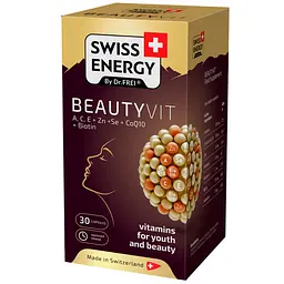 Вітаміни та мінерали для краси Swiss Energy BeautyVit ACE+ Zn+ Se+ CoQ10+ Biotin 30 капсул - мініатюра 2