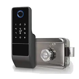 Замок біометричний автономний Trinix TRL-5201BTFW Black Left з Bluetooth, зчитувачем відбитків пальців і карт Mifare (65-00051) - мініатюра 1