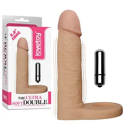 Насадка на пеніс Lovetoy The Ultra Soft Double Vibrating 5.8" 14.7 см тілесний - мініатюра 2