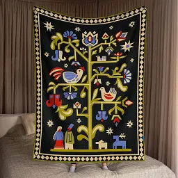 Плед «Дерево життя» чорний 150x200 - мініатюра 2