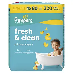 Дитячі вологі серветки Pampers Fresh Clean 320 шт.