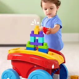 Ігровий візок Mega Bloks Mattel Block Scooping Wagon JFR30 для складання кубиків, 20 деталей, машинка каталка від 1 року червоний (SKU-201) - мініатюра 5