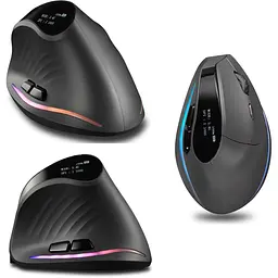 Вертикальна миша бездротова Zelotes F-35C з акумулятором RGB підсвічуванням 2.4G Bluetooth Black - мініатюра 3