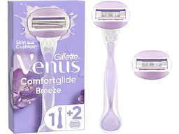 Станок для голiння VENUS 1шт Станок для гоління жіночий (Бритва) Venus ComfortGlide Breeze з 2 змінними картриджами