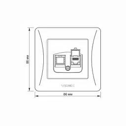 Розетка CAT6 одинарна комп'ютерна кремова VIDEX BINERA VIDEX (24699-000) - мініатюра 5
