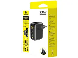 Мережевий зарядний пристрій BASEUS PicoGo AE21 100 W + USB Type-C to Type-C cable Black (E0121B00) - мініатюра 3