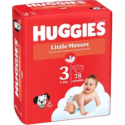 Набір підгузків Huggies Little Movers 3 (4-9 кг) 156 шт. (2 п. по 78 шт.) - мініатюра 3