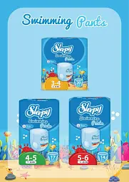 Підгузки-трусики для купання Sleepy Swimming 3 (mini) - 4 (maxi) (4-14 кг) 20 шт. памперси для басейну - мініатюра 3