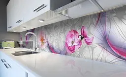 Кухонний фартух Квіти Візерунки орнамент ПВХ для декору 60х300 см Анотація Сірий Happy Pocket Z184382 - мініатюра 5