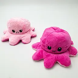 М'яка іграшка Восьминіг перевертень двосторонній веселий сумний Mood Octopus 16 см UKC рожевий/малиновий