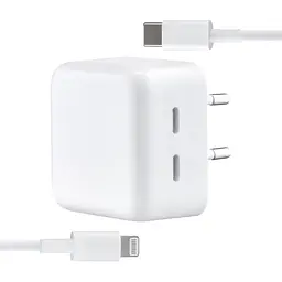 Мережевий зарядний пристрій Apple 35W Dual USB-C Power Adapter With Cable Type-C to Lightning High c0py Білий