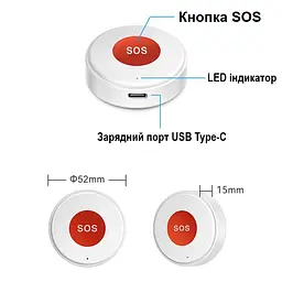 Wifi кнопка SOS для літніх та хворих людей для екстреного виклику допомоги Nectronix ER-W1, додаток Tuya Smart - мініатюра 4