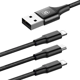 Кабель Baseus Rapid Cable USB to Lightning/microUSB/Type-C 3A 1.2m CAMLT-SU01 Black - мініатюра 3