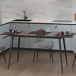 Стіл кухонний розкладний Данді на конусних ногах Ferrum-decor 75x120(160)x60 Чорний метал ДСП Сосна Кембра 16 мм (FRD-106770)