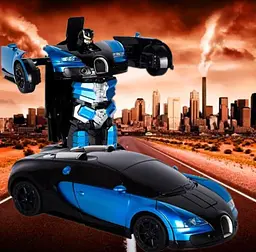 Машинка Трансформер Bugatti Size 18 см Robot Car синя з пультом - мініатюра 9