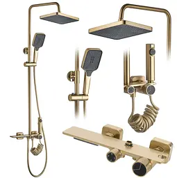 Душова система Rea Helix brushed gold з виливом REA-P6621, Золотий - мініатюра 9