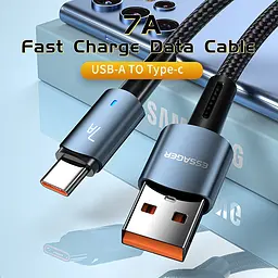 Зарядний кабель ESSAGER Sunset чорний USB Type-C 7A 1метр - мініатюра 2
