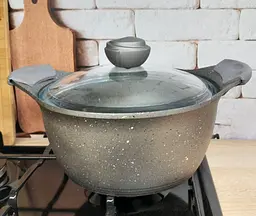 Каструля зі скляною кришкою O.M.S. Collection 3120 з гранітним покриттям 26 см 5.6 л Сірий (Туреччина) - мініатюра 3