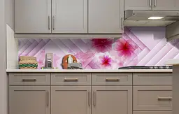 Кухонний фартух Квіти геометрія ПВХ для декору 60х300 см Абстракція Рожевий Happy Pocket Z184448 - мініатюра 2